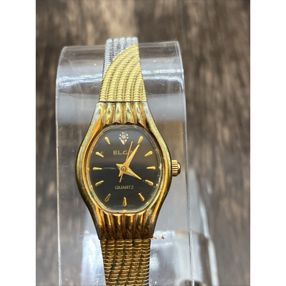 Vintage Elgin Diamond Ascent Quartz Watch Ladies new battery Two Tone - Picture 1 of 7